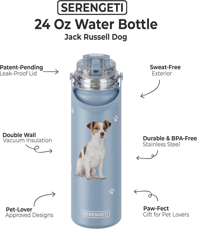 ES Pets SERENGETI 24 Oz Water Bottle Stainless Steel with Spill Proof Lid - Double walled Vacuum Insulated water flask - Realistic 3D Print of your favorite dog (Jack Russell Terrier) - Image 5